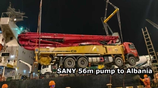 CP Brothers vend avec succès des camions pompes à béton SANY 56m à l'Albanie - Logistique complète et